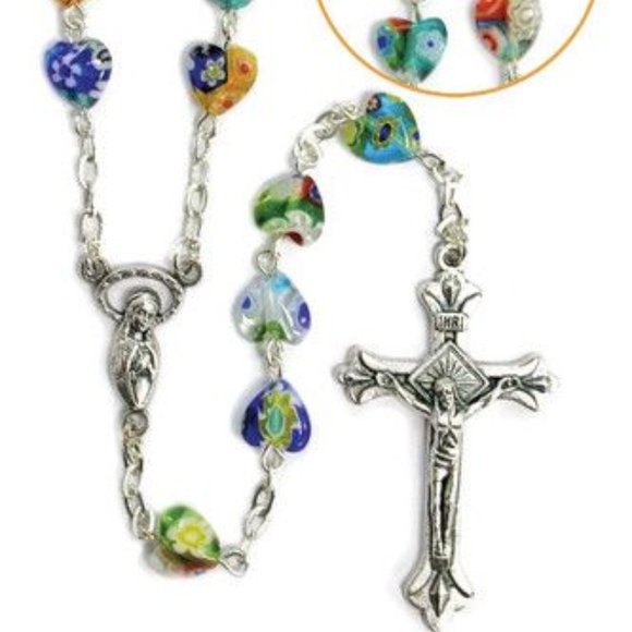 Rosary Murano Glass Beads Heart Shaped (NEW ITEM)